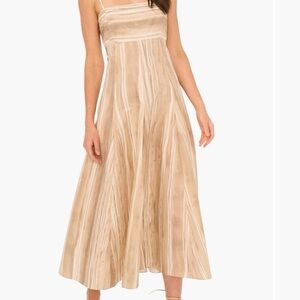 Parker Cream and Ivory Pleated Halter Sundress
